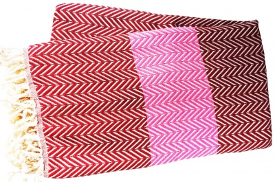mOrganics Beauty Turkish Hammam Peshtemal, Beach Towel Burgundy /Pink 100x180