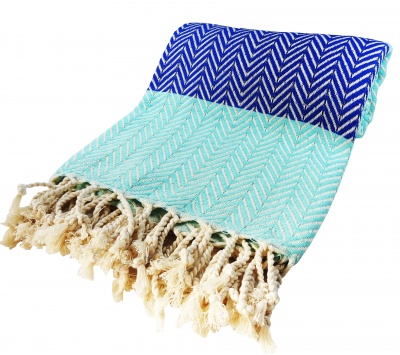 mOrganics Beauty Turkish Hammam Peshtemal, Beach Towel Blue/ Turqoise 100x180