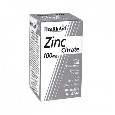 HealthAid Zinc Citrate 100mg 100 Vegan Tablets