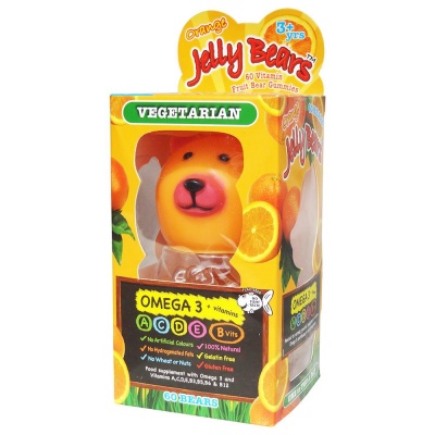 Jelly Bears Vegetarian Omega 3 + Vitamins 60 Bears - Free from Gelatin, Gluten