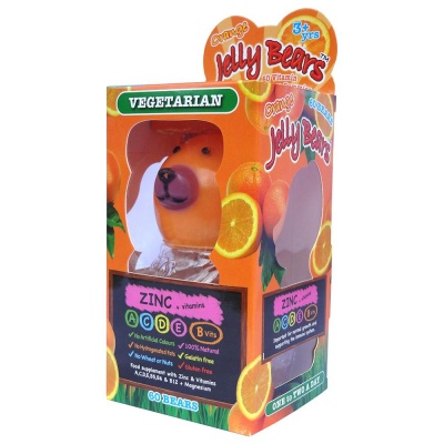 Jelly Bears Vegetarian Zinc in Fruit Bear Gummies (Orange) -Gelatin, Gluten Free