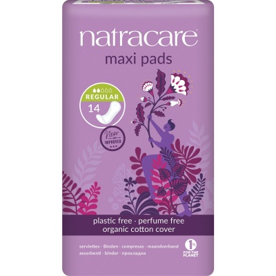 Natracare Organic Cotton Maxi Pads - Regular - Pack of 14