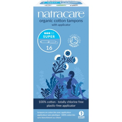 Natracare Organic Cotton Tampons with Applicator - Super - Pack of 16