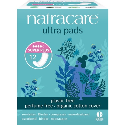 Natracare Organic Cotton Ultra Pads - Super Plus - Pack of 12