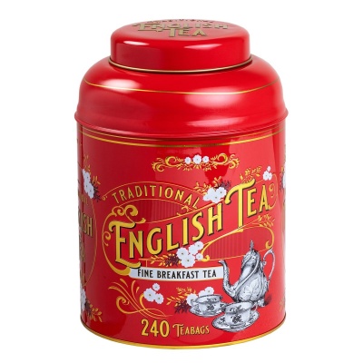 New English Teas Red Vintage Victorian Tin 240 English Breakfast Teas