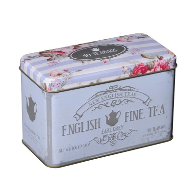 New English Teas  Floral Tea Tin with 40 Earl Grey Teabags