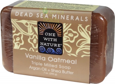 One With Nature Vanilla Oatmeal Soap with Dead Sea Minerals, Argan Oil & Shea Butter 200g