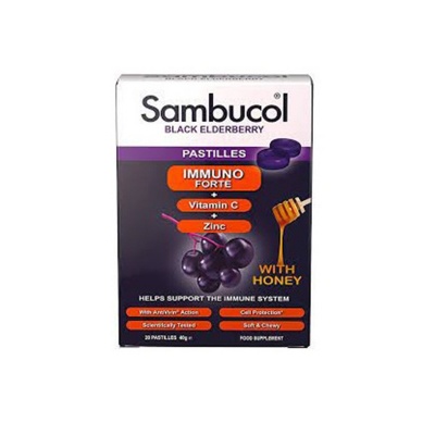 Sambucol Pastilles Immuno Forte Vitamin C and Zinc with Honey 20 Pastilles