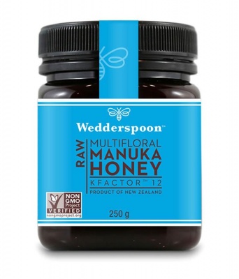 Wedderspoon Raw Multiflora Manuka Honey KFactor 12, 250g/8.8oz