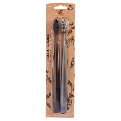 NFco Twin Pack Bio Toothbrush - Pirate Black & Monsoon Mist