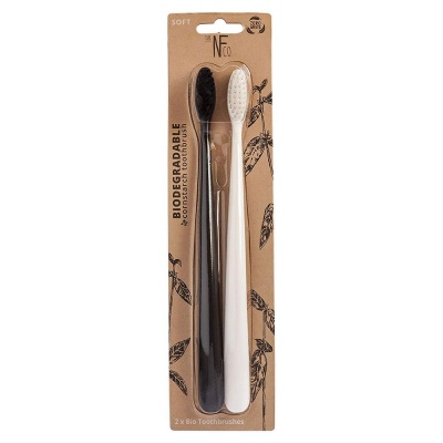 NFco Twin Pack Bio Toothbrush - Pirate Black & Ivory Desert