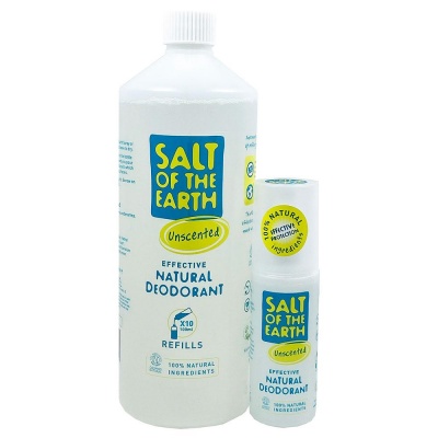 Salt of The Earth Unscented Deodorant Refill Bottle 1 litre + Spray Deodorant 100ml