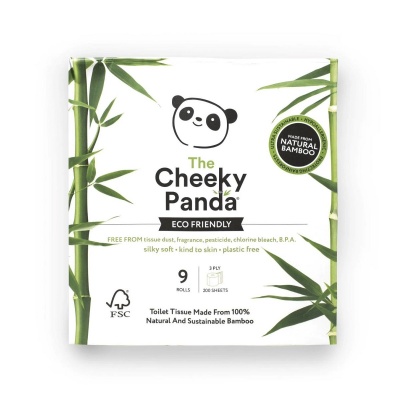 The Cheeky Panda Bamboo Toilet Paper 9 Rolls - Plastic Free Packaging