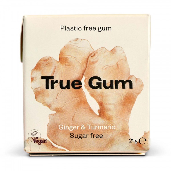 True Gum Plastic Free Chewing Gum - Ginger & Turmeric 21g