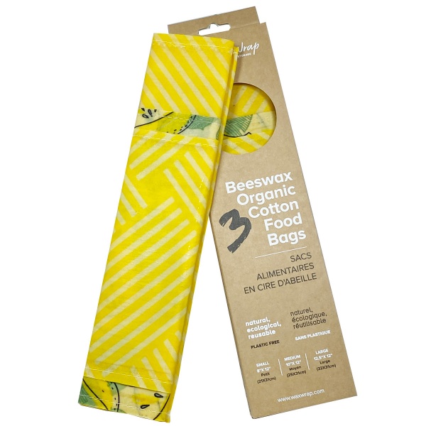 WaxWrap Beeswax Organic Cotton Food Bags (Set of 3)