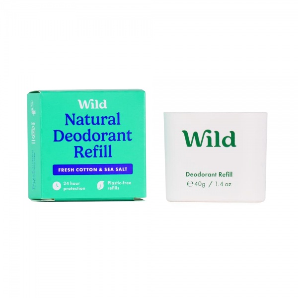Wild Refill Deodorant Block - Fresh Cotton & Sea Salt 40g