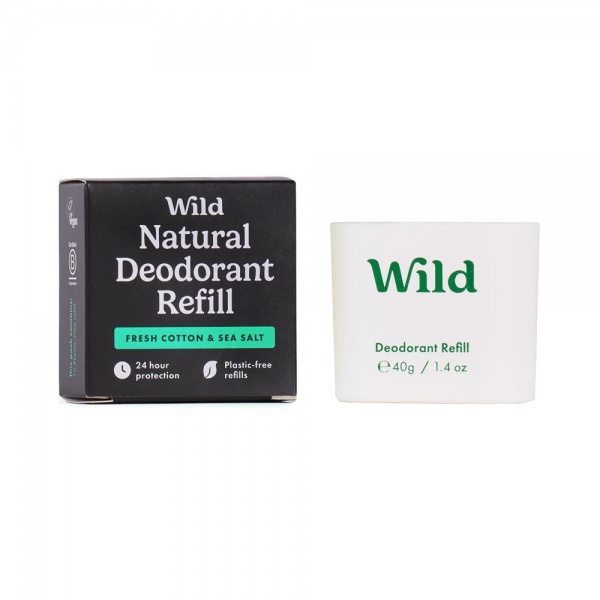 Wild Refill Deodorant Block - Men's Fresh Cotton & Sea Salt 40g