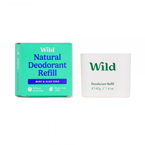 Wild Refill Deodorant Block - Mens Mint & Aloe Vera 40g
