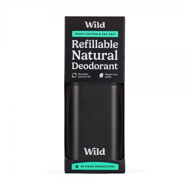 Wild Refillable Natural Deodorant - Mens Fresh Cotton & Sea Salt 40g