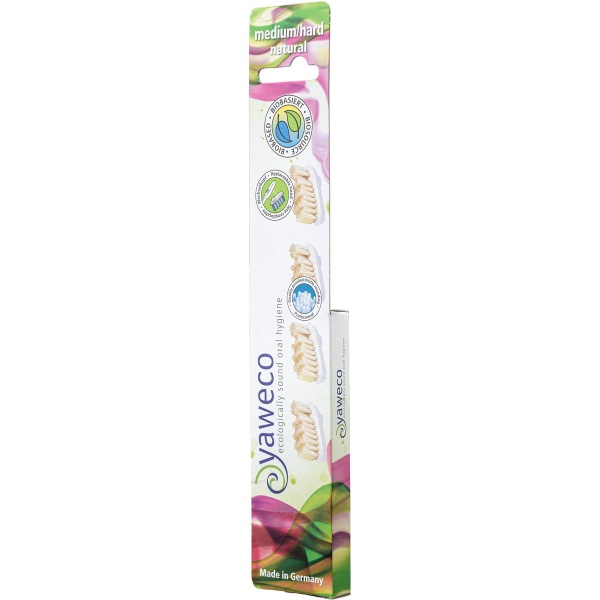 Yaweco Natural Medium/Hard Toothbrush Heads - 4 Heads a Pack